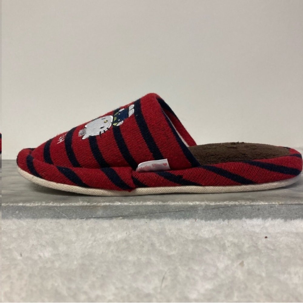 Hello Kitty Slippers Embroidered Red Striped Sz 7… - image 8